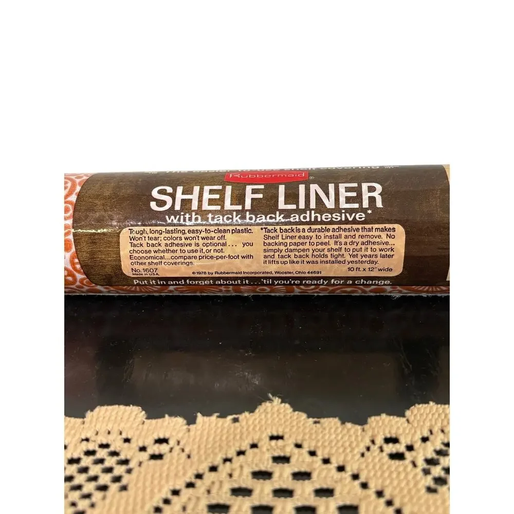 Rubbermaid 70s Unopened Shelf Drawer Liner Orange White 1 Roll 10ftx12